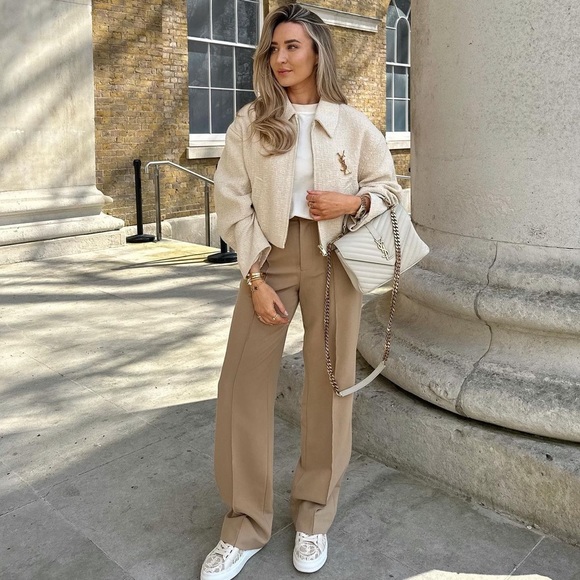 Zara Ecru Textured Weave Bomber Jacket - Picture 10 of 17